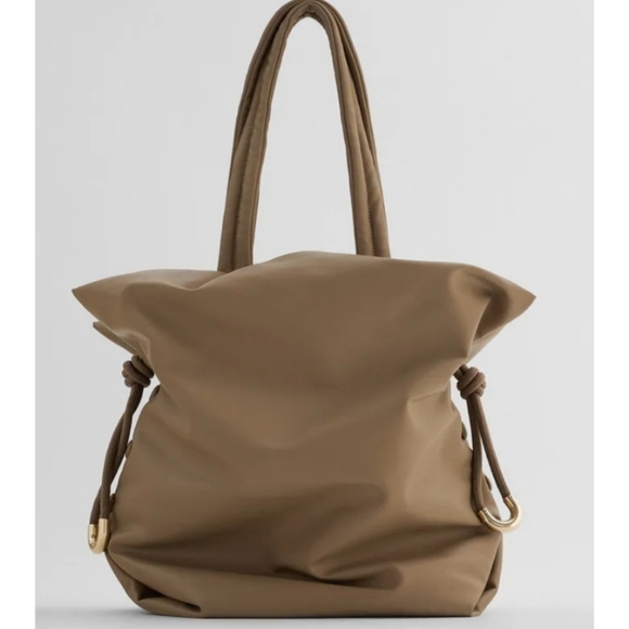 Zara lined button maxi buckle bag in taupe - Picture 1 of 9